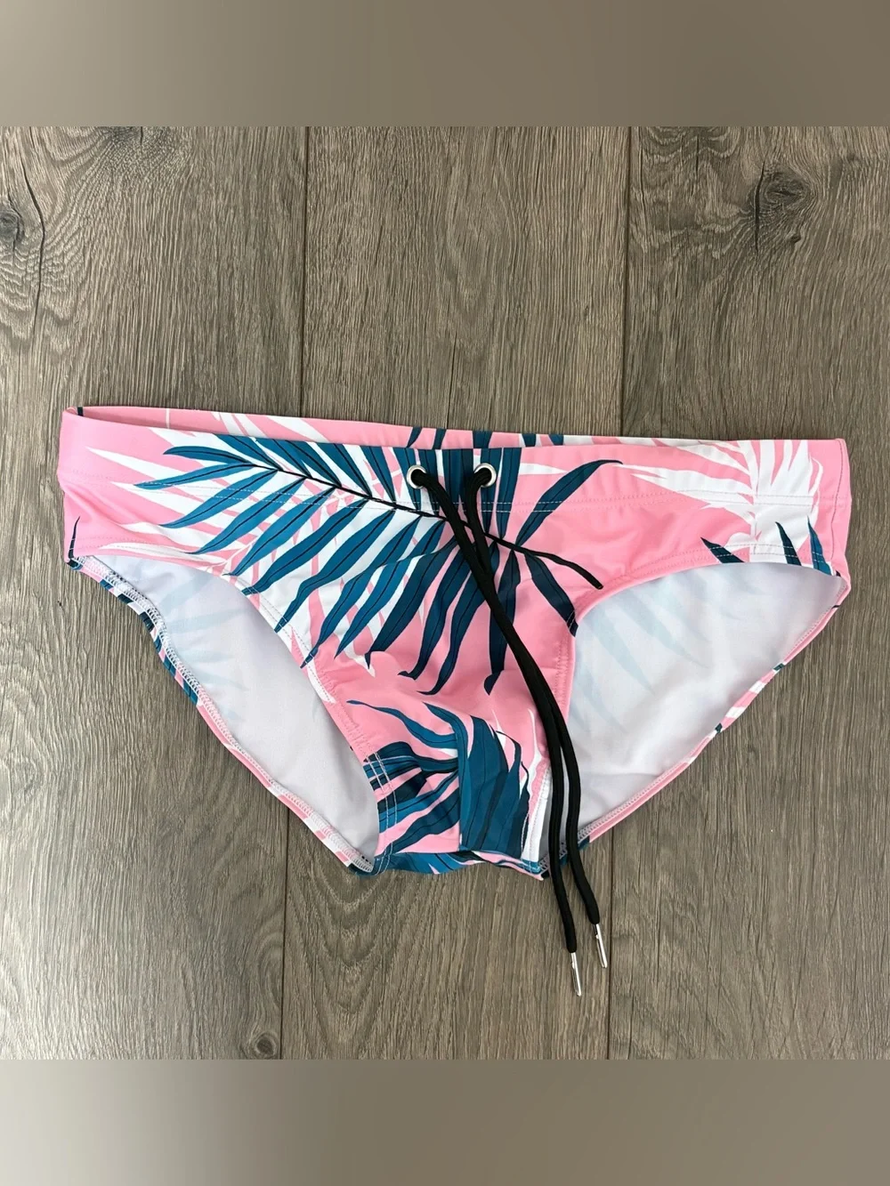 Pink Hawaiian brief swimsuit bottoms men’s